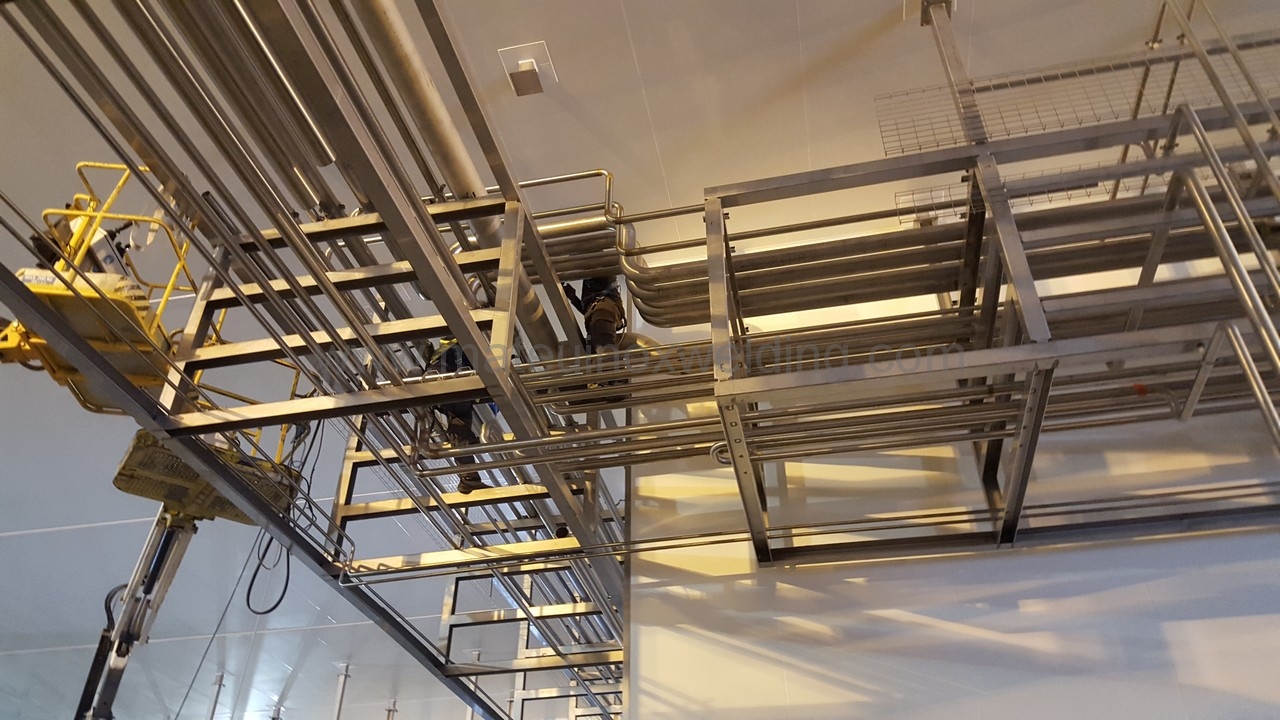 Mechanical assembly of racks and piping installation works in dairy