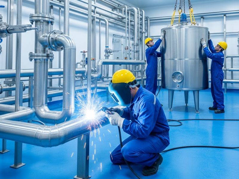 montaje de instalaciones en acero inoxidable en Valencia